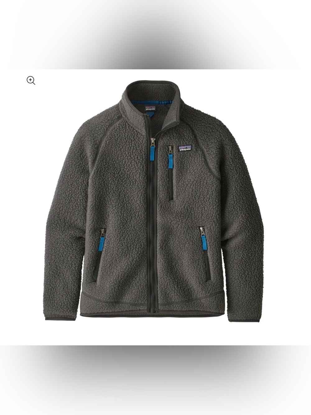 Patagonia Boys M 10 Retro Pile Fleece Jacket Dark Gray Youth